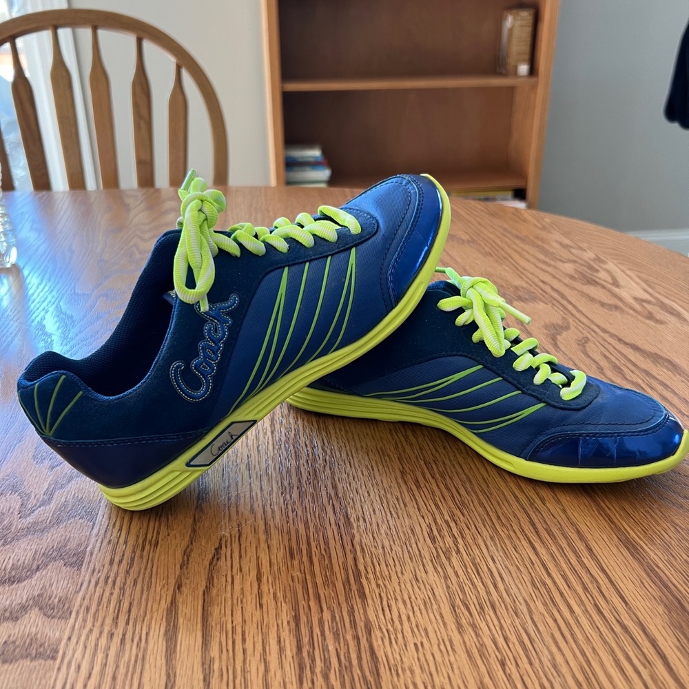 Coach Blue and Green Sneakers with Low-Top Design and Athletic Style